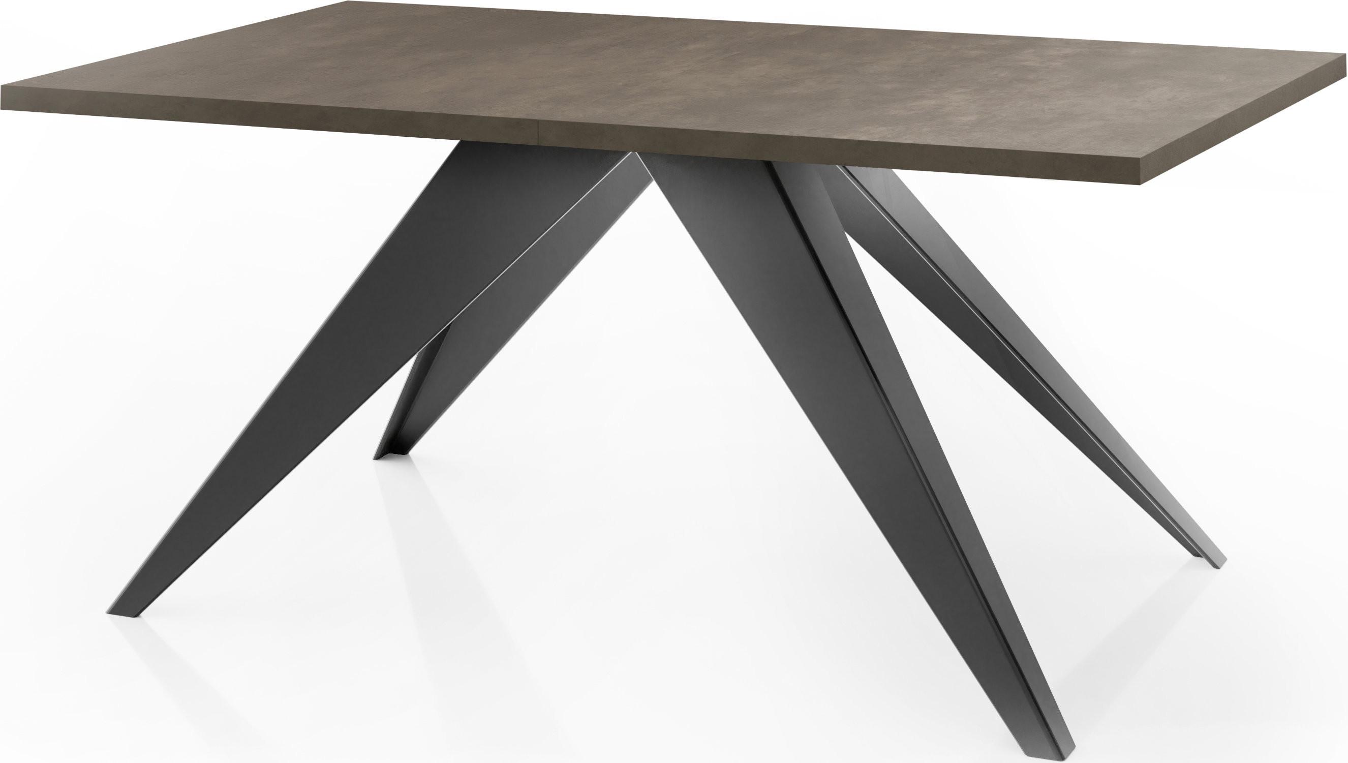 ESSTISCH Vance rechteckig ausziehbar, Dunkelgrauer Chicago Beton 140-240/80/76 cm - Dunkelgrau/Schwarz, Holzwerkstoff/Metall (80/240/76cm) - WFL GROUP