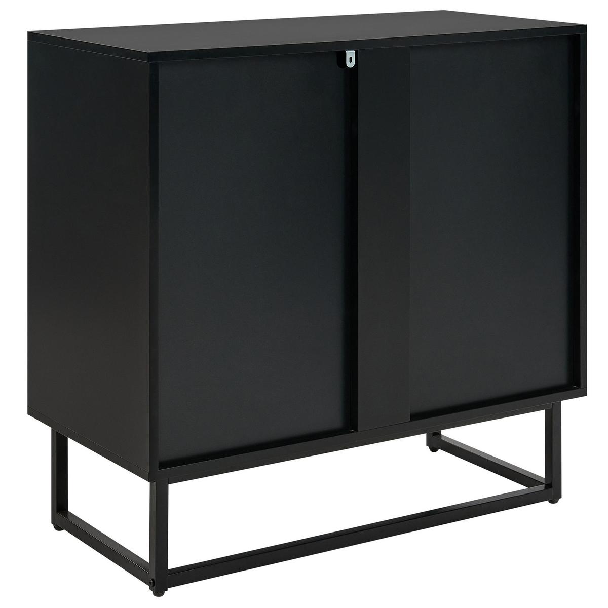 SIDEBOARD Schwarz Alaska - Hellbraun/Schwarz, Holzwerkstoff (80/80/40cm) - Beliani