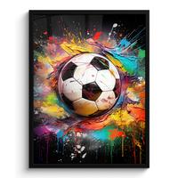 POSTER MIT RAHMEN Fußball - Farbe - Farben - Schwarz - Weiß Posterleiste 60x80 cm - Weiß, Papier (60/80cm) - MuchoWow