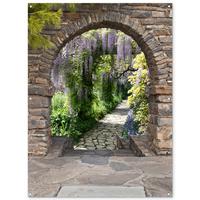 GARTENPOSTER Wald - Aussicht - Steine - Weg Gartendekoration 120x160 cm - Graubraun, Kunststoff (120/160/0.2cm) - OnlyWow