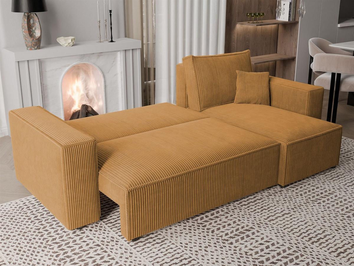 ECKSOFA Adara Mit Schlaffunktion - Gelb, Holzwerkstoff/Textil (145/244cm) - Fun Möbel