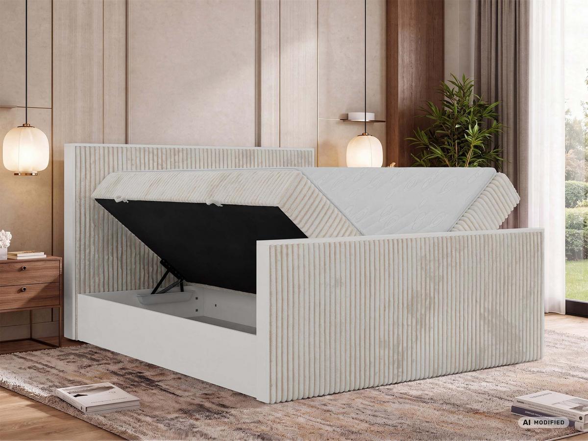 BOXBETT TRAVIT DUO 200/200 - Beige Cord - Topper Visco - H3 - Beige/Schwarz, Kunststoff/Textil (200/200cm) - MKS