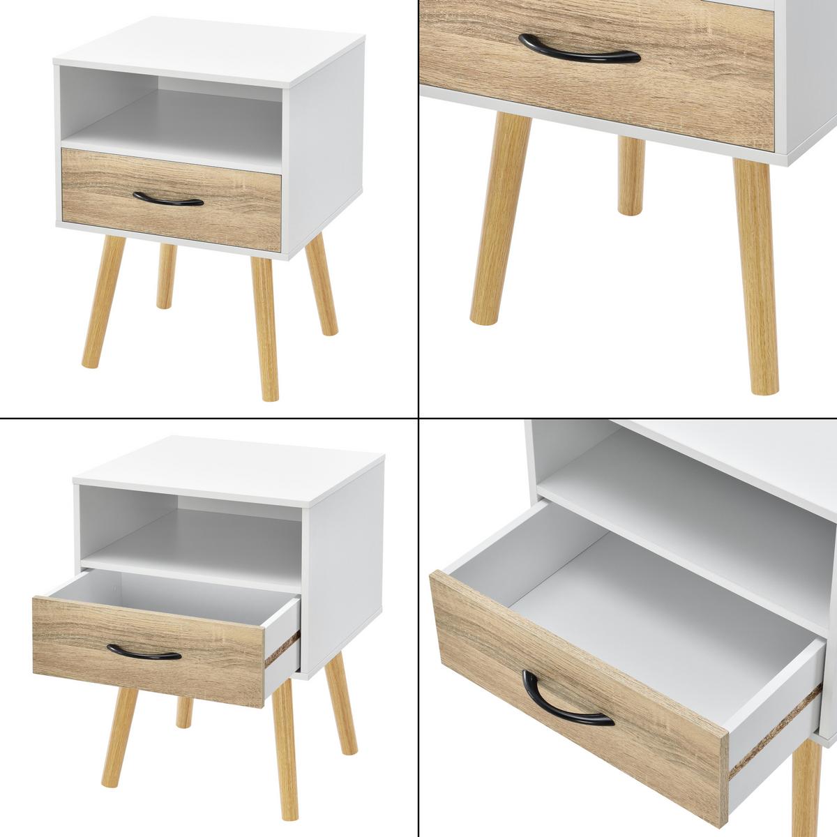 BEISTELLTISCH Gävle - Eichefarben/Weiß, Holz/Holzwerkstoff (40/42/57cm) - [en.casa]