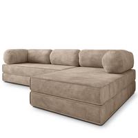 ECKSOFA ETERA modulares Boneless Sofa mit Schlaffunktion Beige Kordstoff - Beige, Textil (270/160cm) - MASSENO