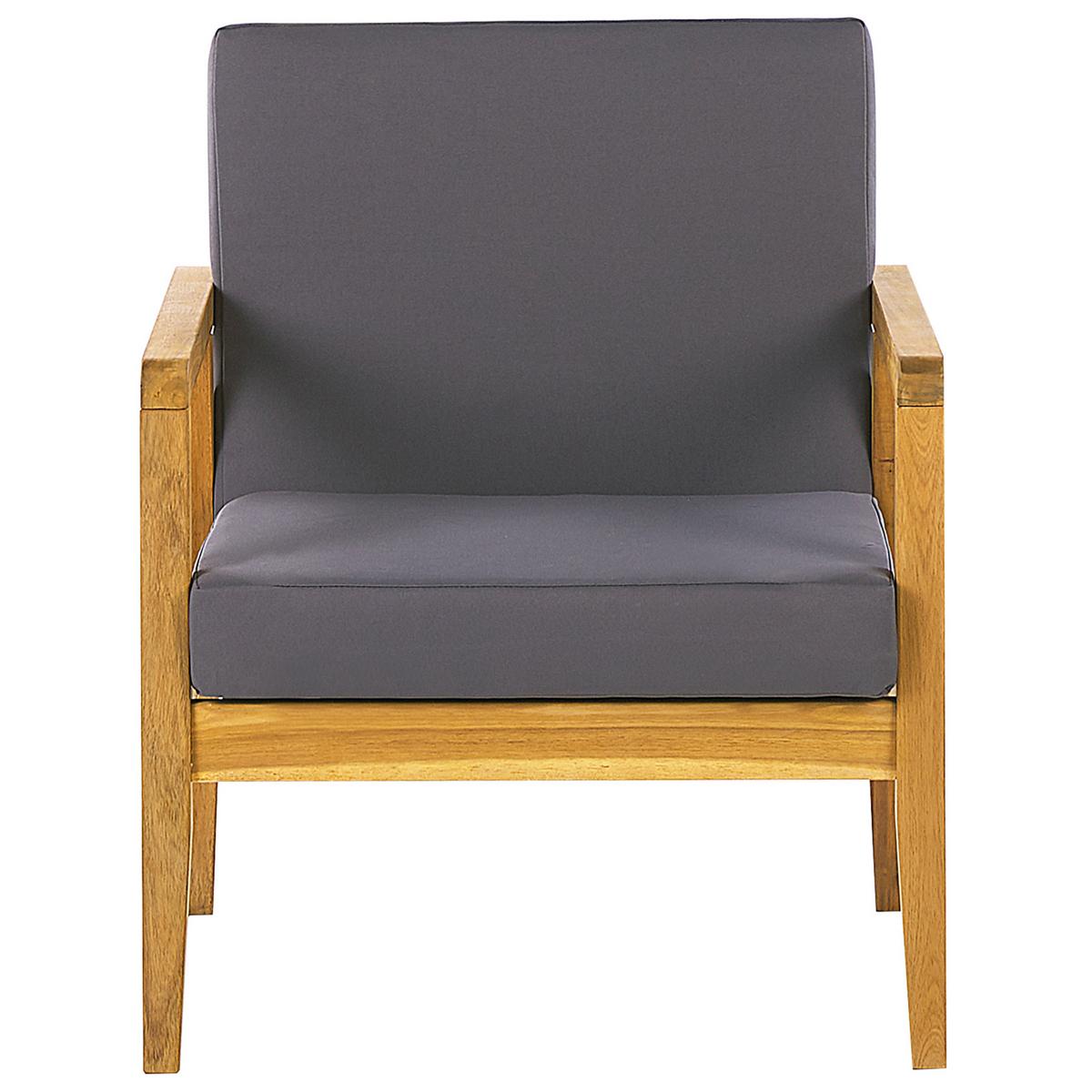 LOUNGE SET 4-Sitzer Hellbraun Auflagen dunkelgrau Pallano - Hellbraun/Dunkelbraun, Holz - Beliani