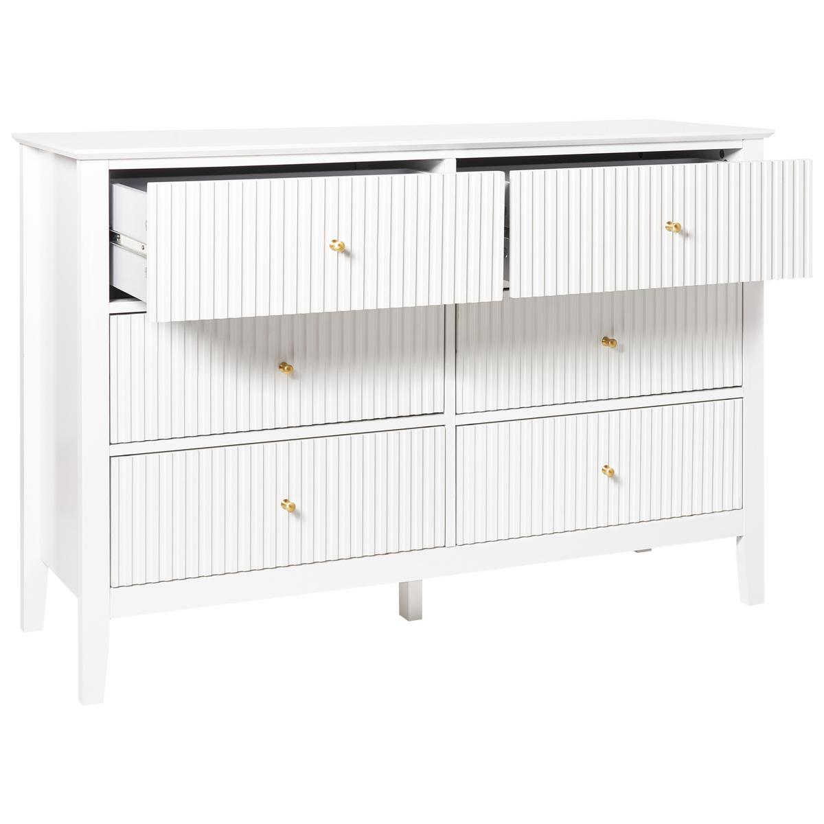 KOMMODE mit 6 Schubladen Weiß Assisi - Weiß, Holzwerkstoff (120/80/40cm) - Beliani