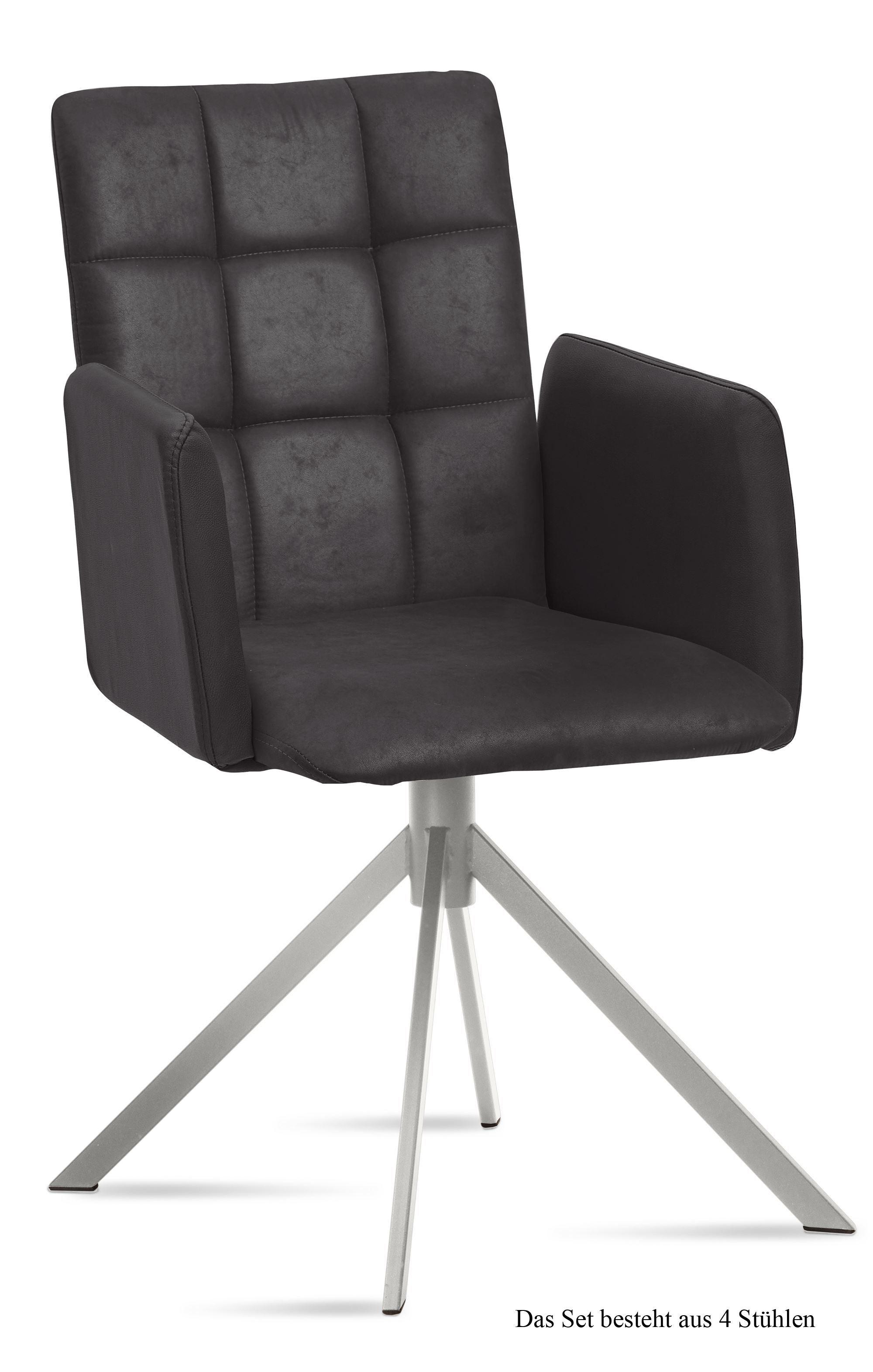 ARMLEHNSTUHL (4er-Set) Dorita 52x91x60 Edelstahl/Anthrazit - Edelstahlfarben/Anthrazit, Kunststoff (60/91/52cm) - 58aufmkessel