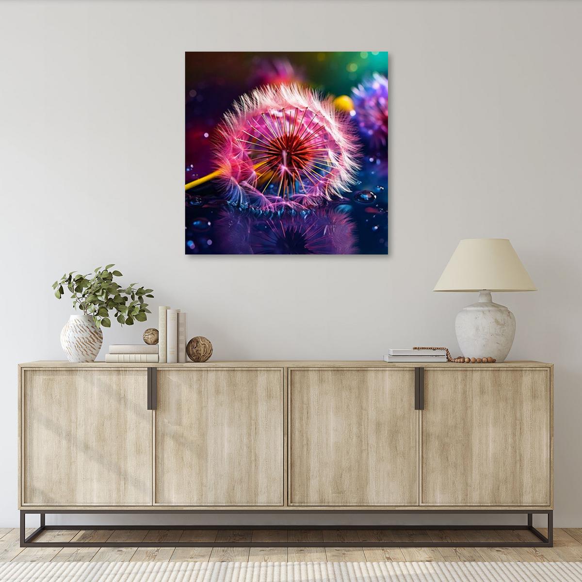 LEINWANDBILD Pusteblume Makro Abstraktion 30x30cm - Lila, Textil (30/30cm) - Feeby