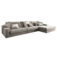 ECKSOFA XL LANA Steingrau Cord - Greige/Schwarz, Textil (416/205cm) - KAWOLA
