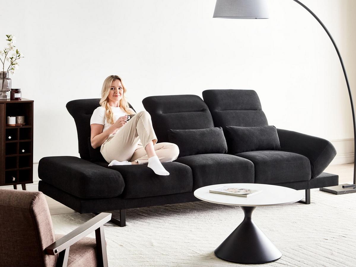 3-SITZER-SOFA Stoff Schwarz Ikast - Schwarz, Textil (255/87/105cm) - Beliani