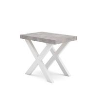 KONSOLENTISCH ausziehbar 58 bis 140cm, für 6 Gäste, weiß zementgrau, 90/58/73cm - Multicolor/Weiß, Holzwerkstoff (90/140/73cm) - Skraut Home