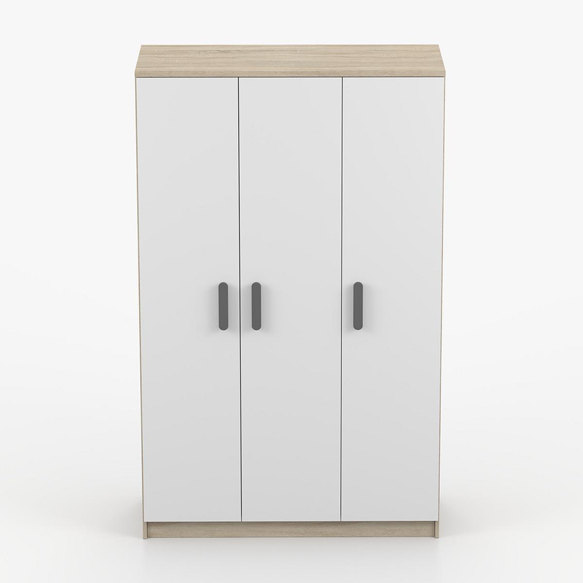 KLEIDERSCHRANK Jonas III 2D 19, 120/192/50, 3-türig, Sonoma-Eiche - Grau/Sonoma Eiche, Holzwerkstoff (120/194/50cm) - imoebel24