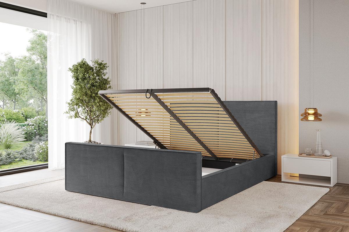 POLSTERBETT mit Bettkasten, Fußteil und Lattenrost, Boxbett ohne Matratze - VANTO-Z 180x200 Dunkelgrau - Anthrazit, Holzwerkstoff/Textil (180/200cm) - ALTDECOR