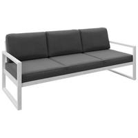 GARTENBANK Bellano Outdoor 3-Sitzer Polster-Loungebank, Stahlgestell Weiß, Grau 76/216/80 cm - Grau, Textil (216/86/80cm) - WFL GROUP