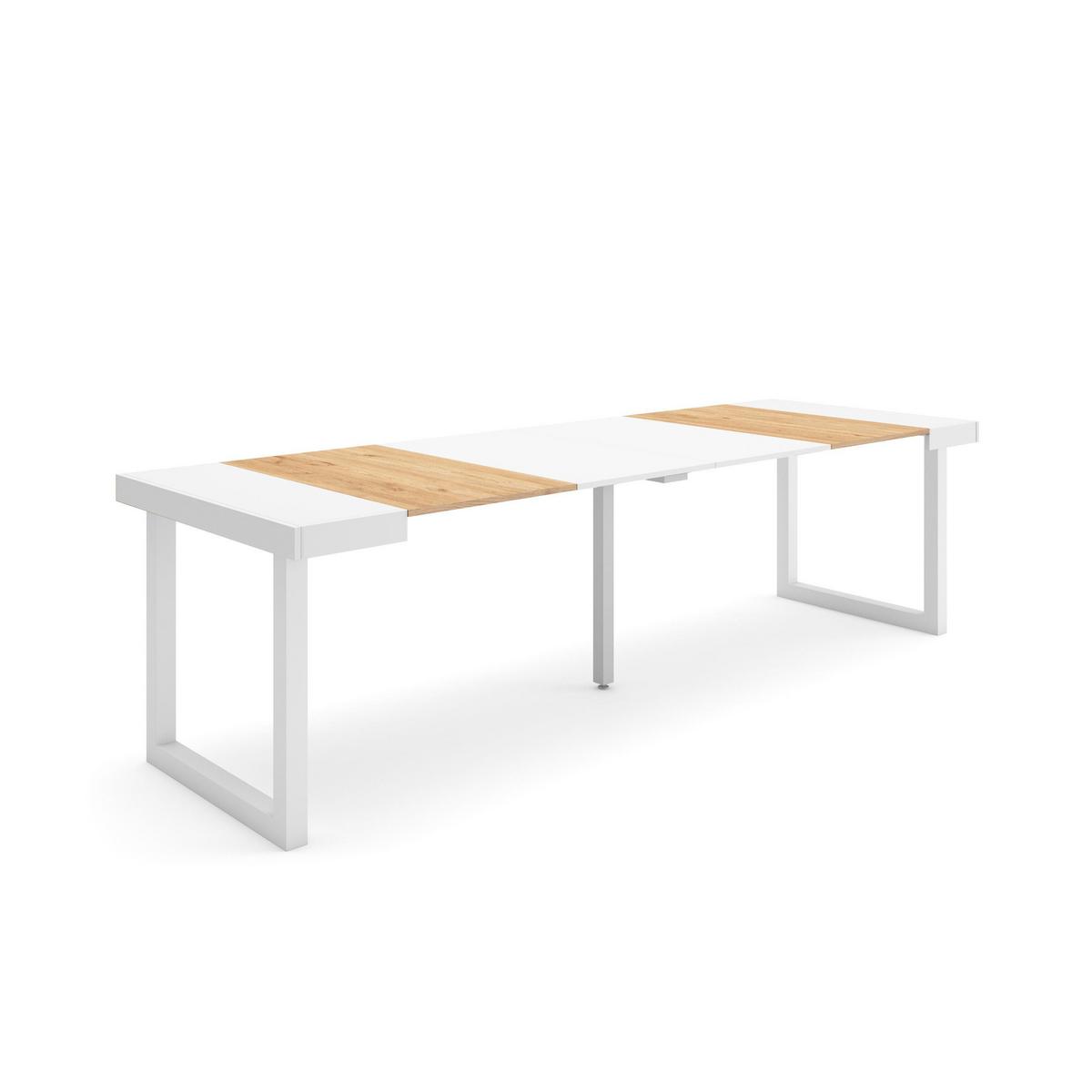KONSOLENTISCH ausziehbar 58 bis 262cm, für 12 Gäste, eiche weiß, 90/58/73cm - Eichefarben/Weiß, Holzwerkstoff (90/262/73cm) - Skraut Home
