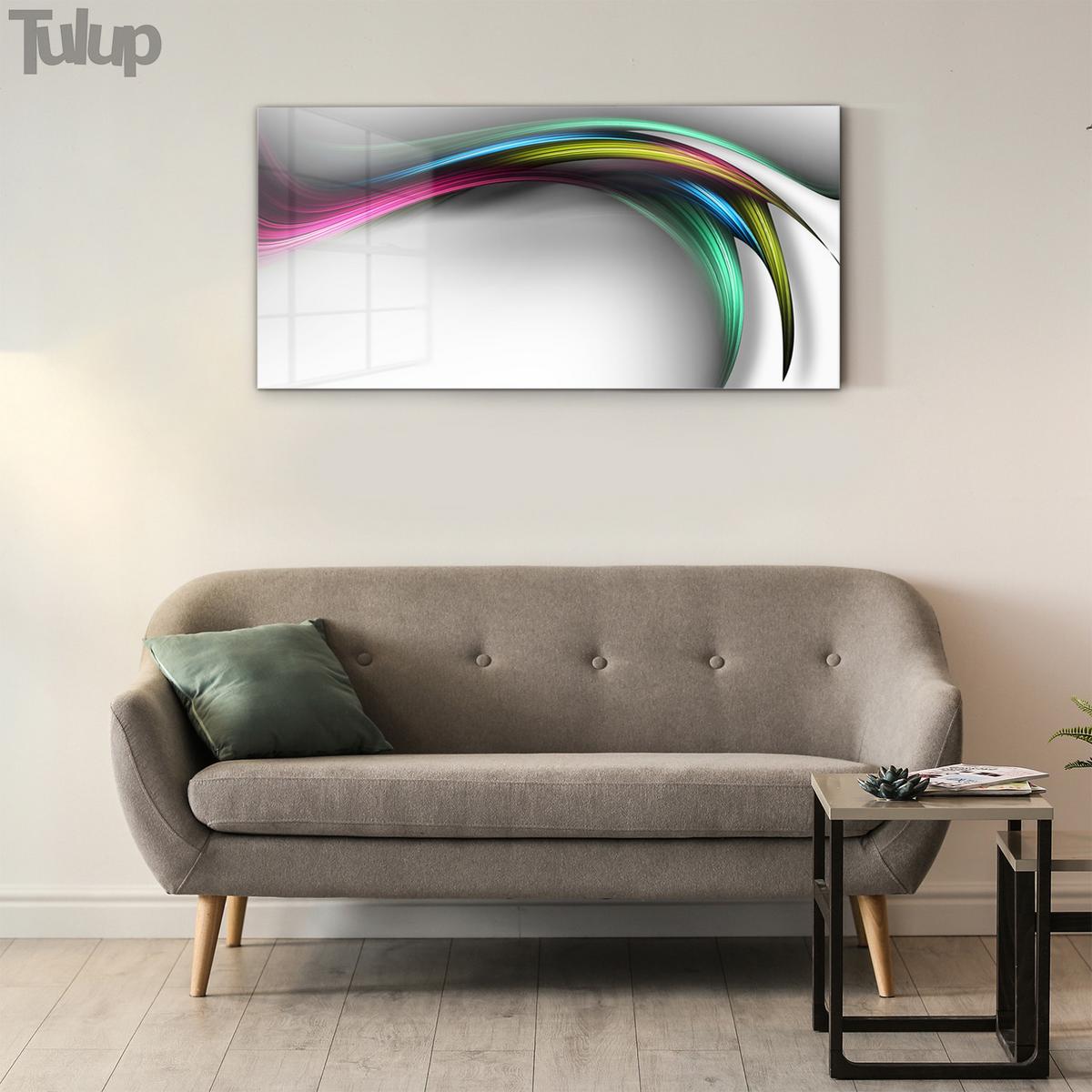 GLASBILD 120x60 cm Linienkunst - Pink, Glas (120/60cm) - TULUP