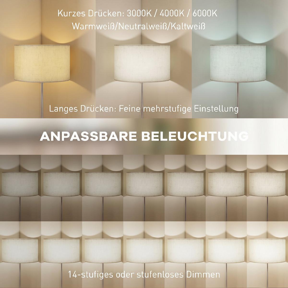 STEHLEUCHTE Stahl Leinenstoff Beige - Beige, Metall (40/40/168cm) - HOMCOM