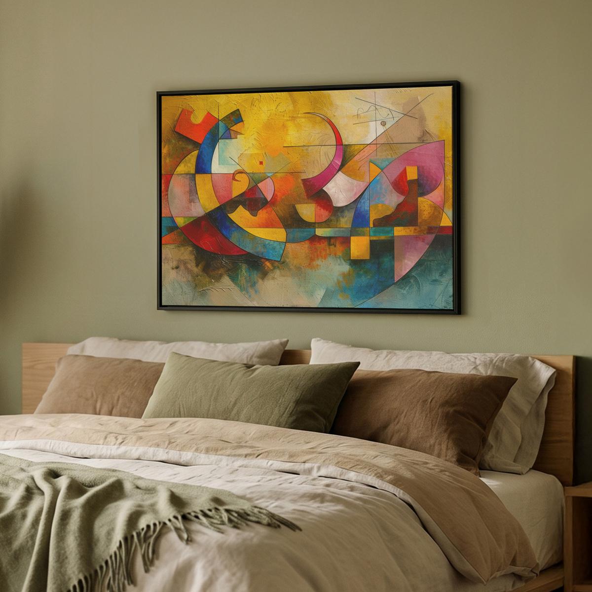 LEINWAND Bilder mit Rahmen - Kunst - Abstrakt - Modern - 70x50 - Gelb, Textil (70/50cm) - MuchoWow