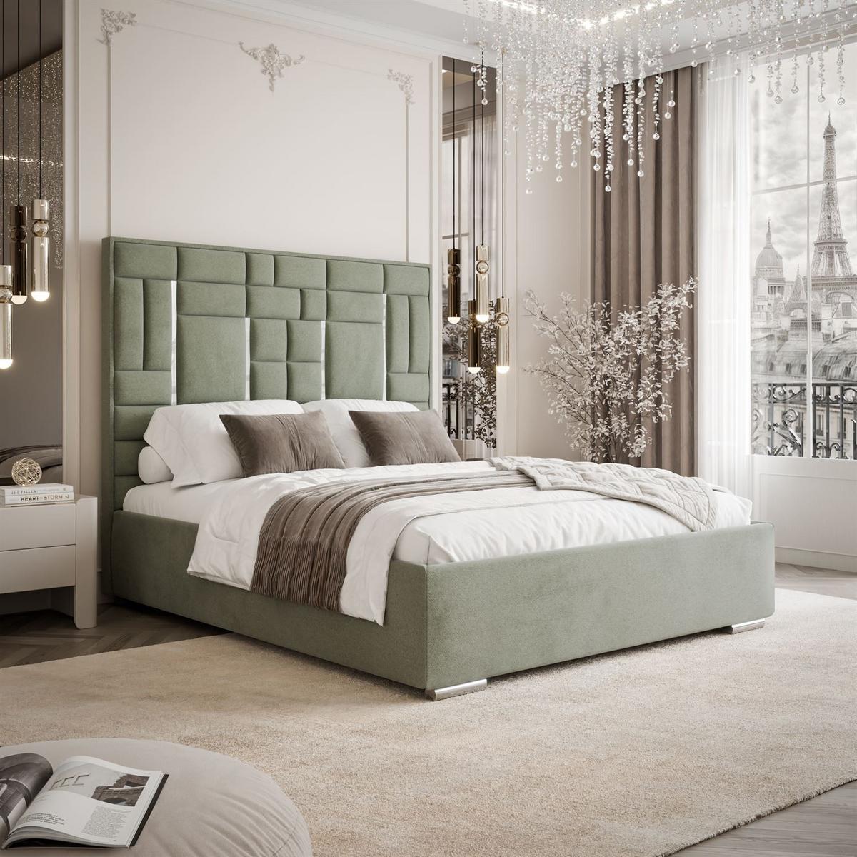 POLSTERBETT BRIGITTE SILVER mit Bettkasten 140x200 cm Element 11 - Grün, Textil (140/200cm) - Lookway