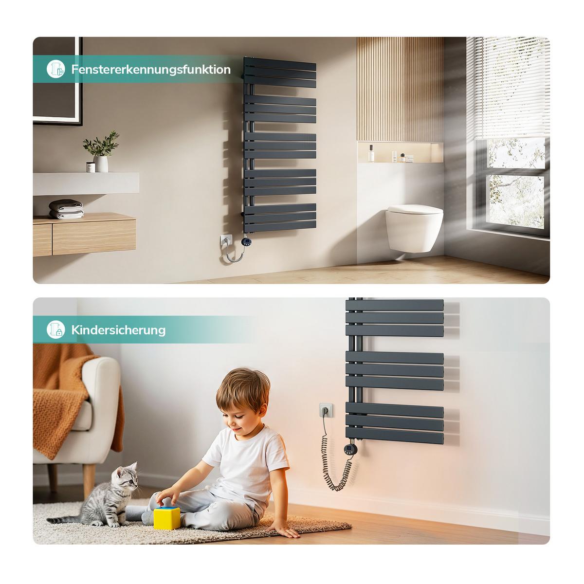 HEIZKÖRPER Elektrisch WLAN Thermostat Anthrazit 75/40 cm - Anthrazit, Metall (40/76.2/5.9cm) - EMKE