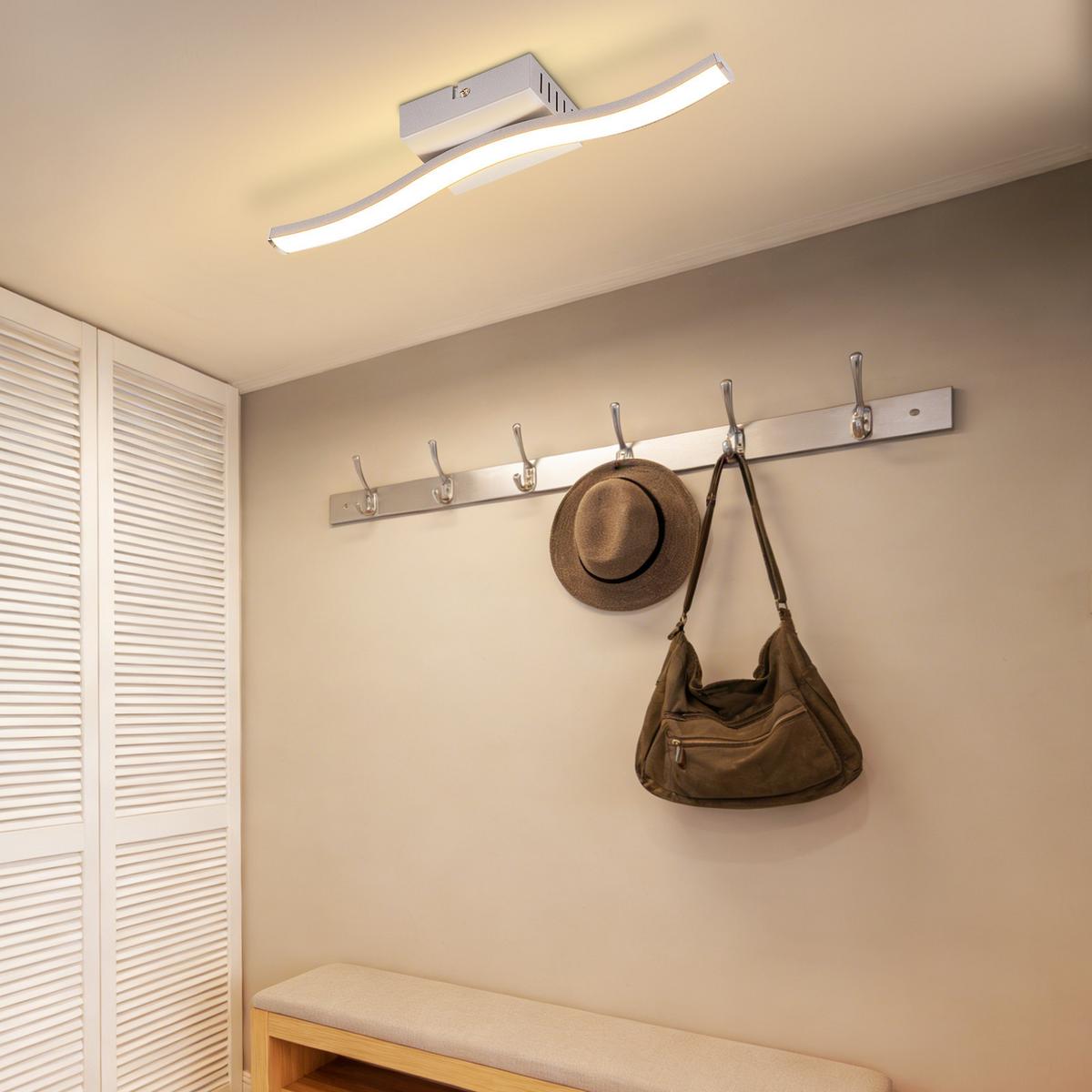 LED DECKENLEUCHTE Nimbus 34.5/7/5.5 cm - Silberfarben, Kunststoff (34.5/7/5.5cm) - ZMH