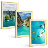 BILDER SET 3er Set - 40x60 cm Goldrahmen - Tropische Inseln, türkisfarbenes Wasser - Goldfarben, Kunststoff (40/60cm) - TULUP