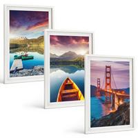 BILDER SET 3er Set - 40x60 cm Weißer Rahmen - Bergblick auf den See und die Brücken - Weiß, Kunststoff (40/60cm) - TULUP