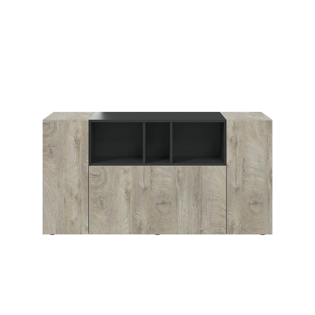 SIDEBOARD mit 3 Türen, davon 1 Flügeltür und 3 Nischen Tamiko - L150cm - Eiche Artisan/Grau, Holzwerkstoff (41/76/12.1cm) - Calicosy