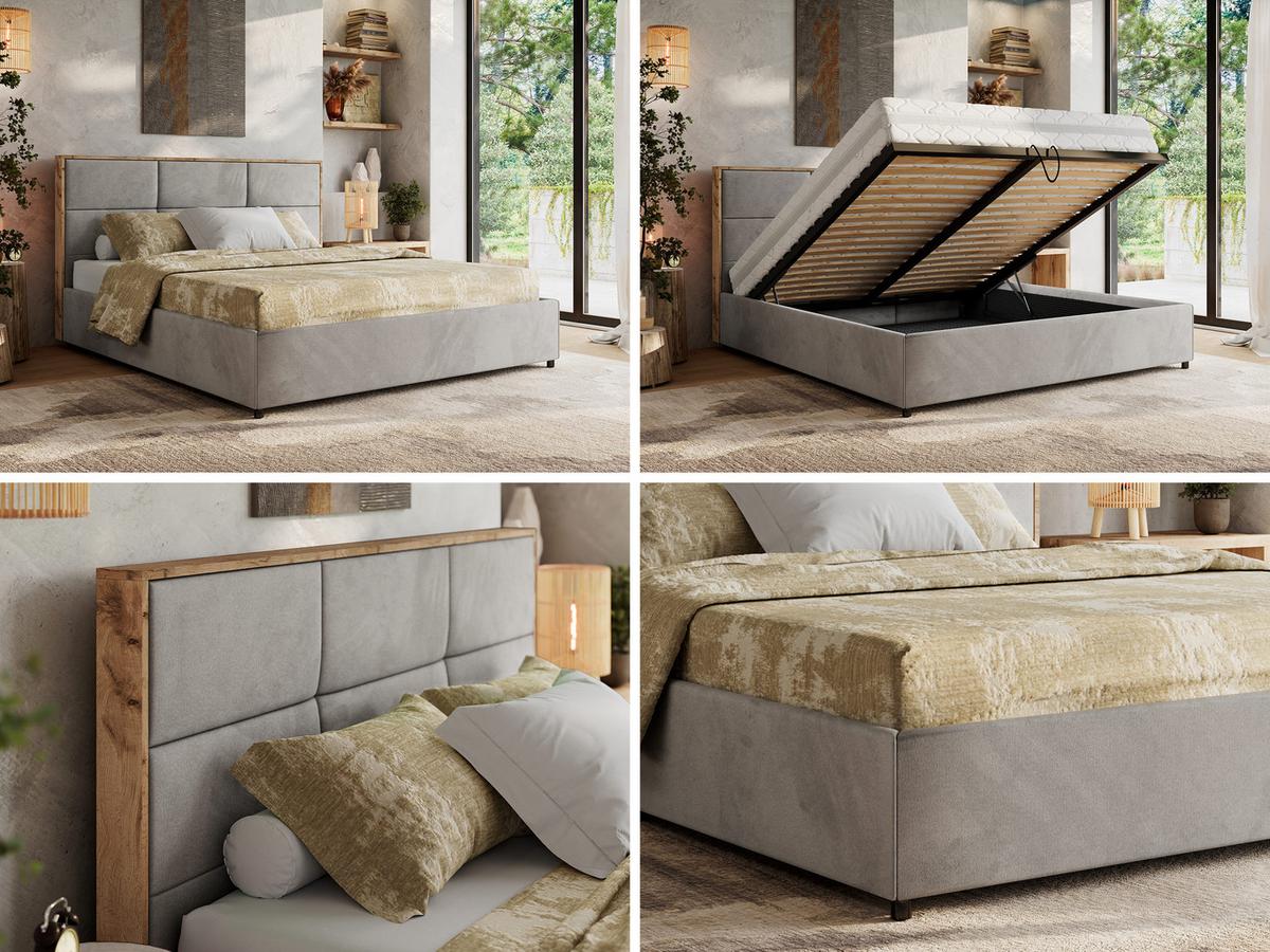 POLSTERBETT LERIO CLASSIC 140/200 - Hellgrau Velvet - Multipocket-Matratze - Hellgrau, Textil (140/200cm) - MKS