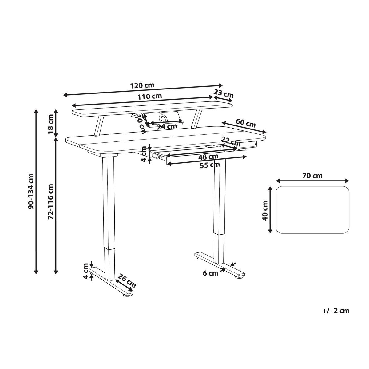 SCHREIBTISCH elektrisch höhenverstellbar 120/60 cm mit USB-Anschluss Weiß Wilbanks - Weiß, Holzwerkstoff/Metall (60/120/90cm) - Beliani