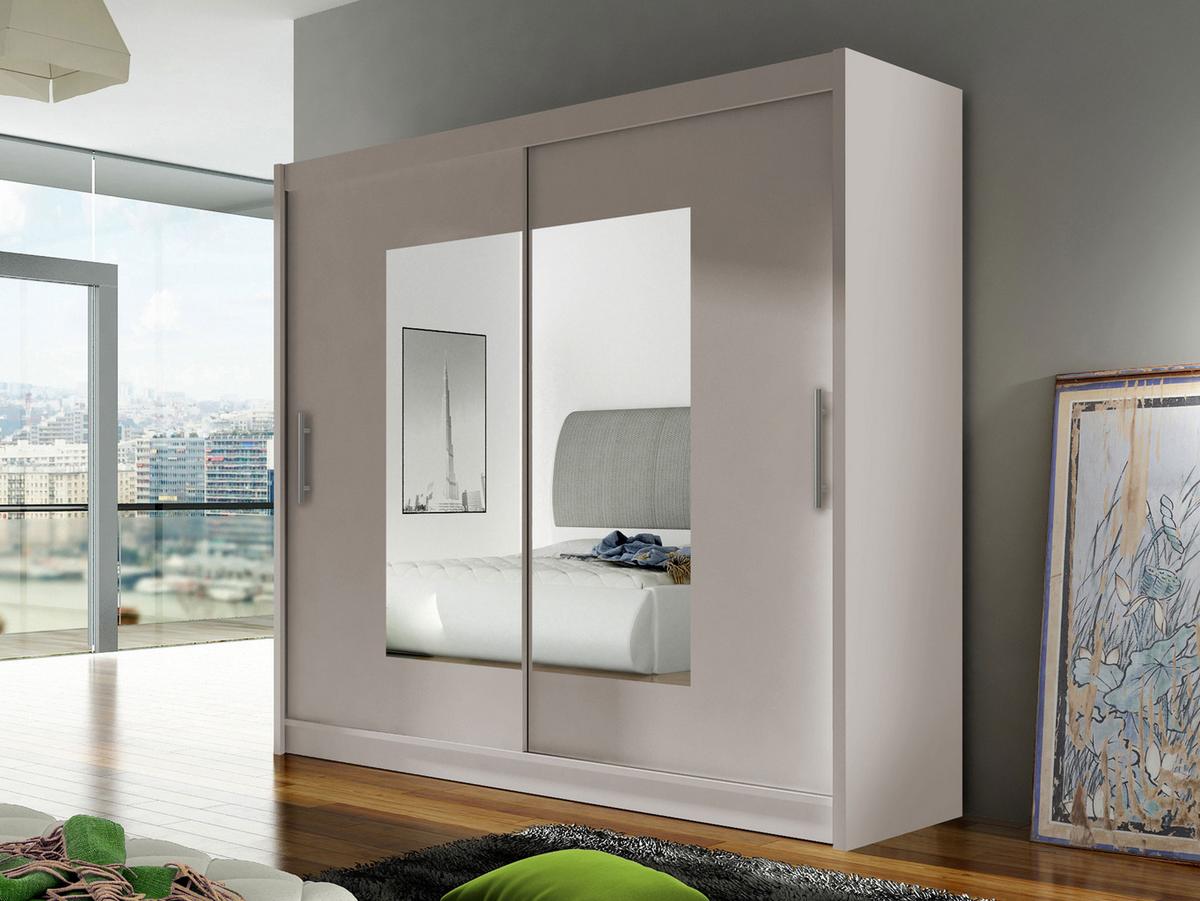 KLEIDERSCHRANK London VII - Kaschmir/Silberfarben, Holzwerkstoff/Kunststoff (180/215/58cm) - MIRJAN24