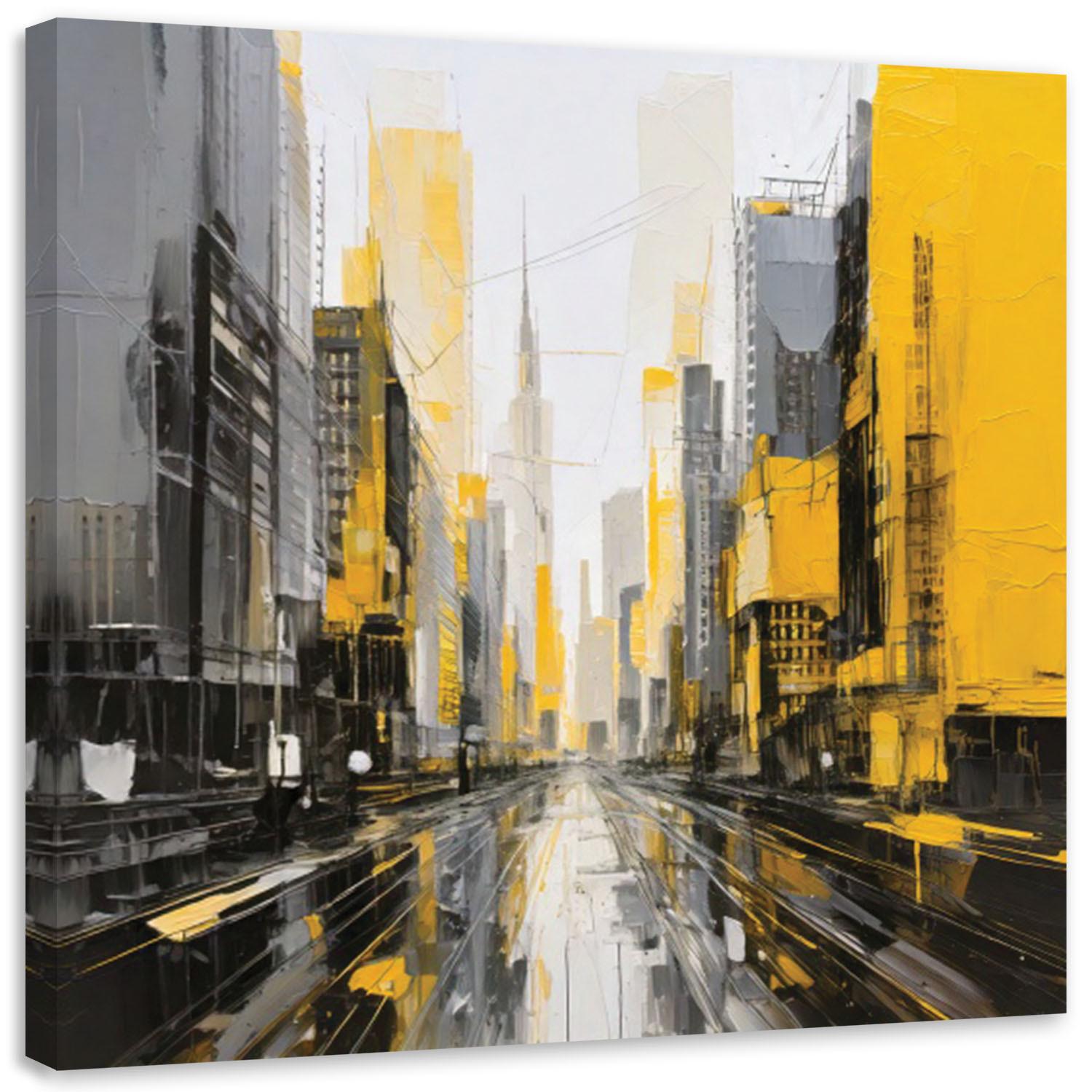 LEINWANDBILD Moderne Stadt Gelb 40x40cm - Gelb, Textil (40/40cm) - Feeby