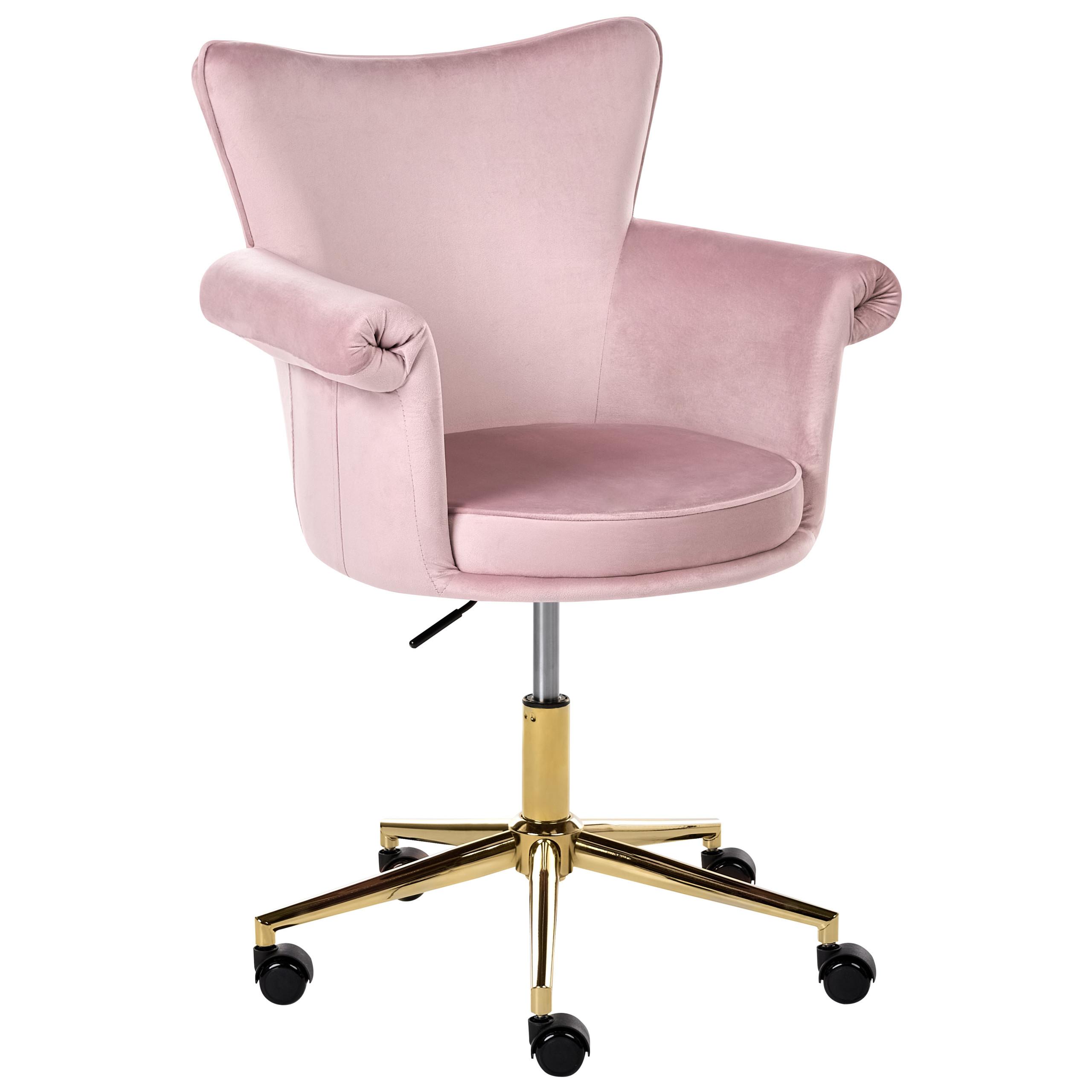 SCHREIBTISCHSTUHL Samtstoff Pastellrosa Velencia - Pink, Textil (64/85/60cm) - Beliani