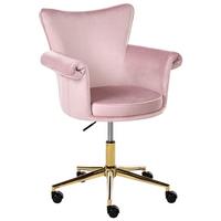 SCHREIBTISCHSTUHL Samtstoff Pastellrosa Velencia - Pink, Textil (64/85/60cm) - Beliani