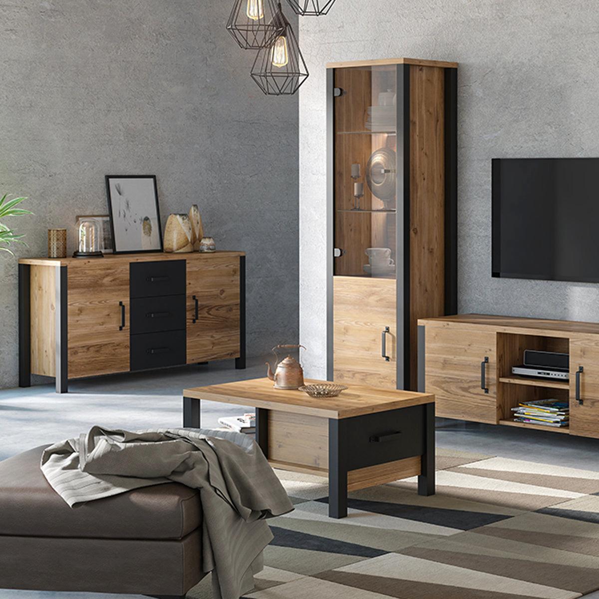 SIDEBOARD Lyam Holz und Schwarz - Braun, Holzwerkstoff (147/79/43cm) - Petits-meubles
