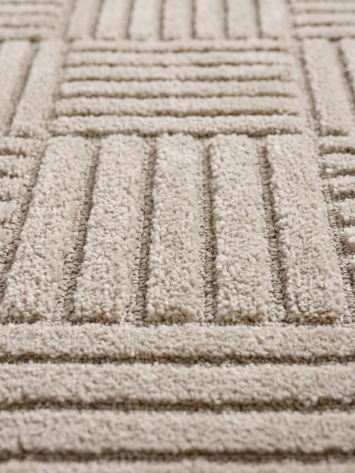 TEPPICH Hochflor RIGI in Beige, mit Cord-Streifen-Patchwork, 80 x 250 cm - Beige, Textil (250/80cm) - KADIMA DESIGN