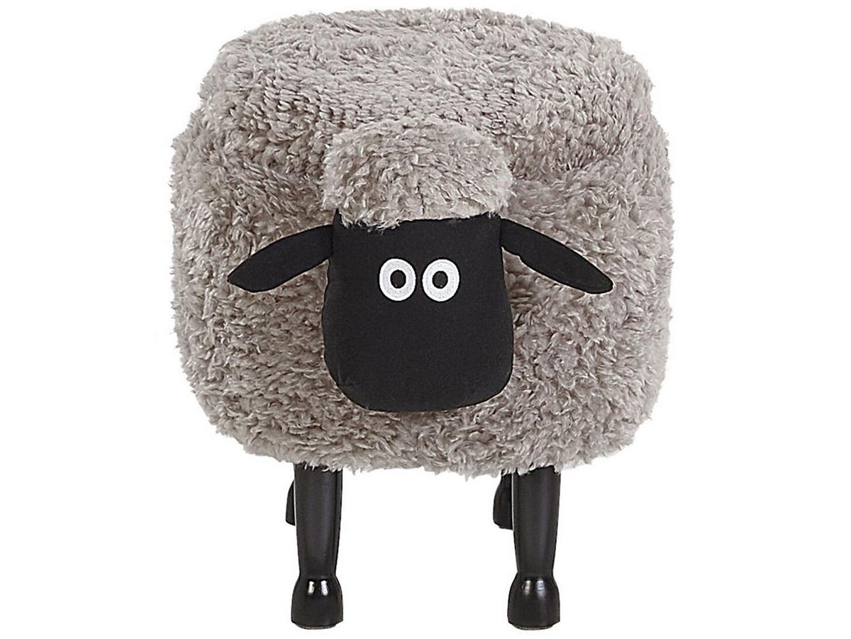 TIERHOCKER Grau Sheep 35/55/40 cm - Grau, Kunststoff/Textil (55/40/35cm) - Beliani