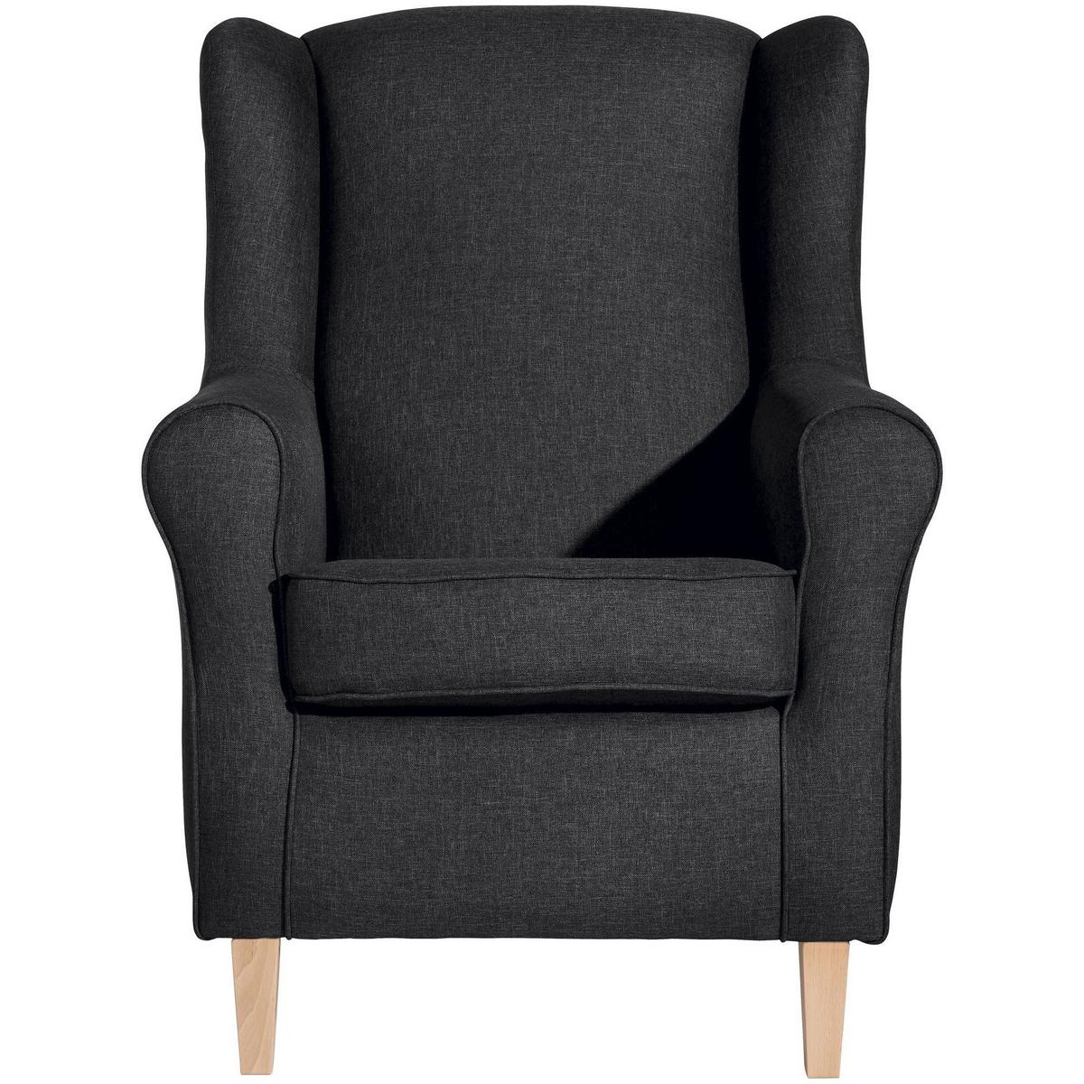 OHRENSESSEL Karlen Bezug Flachgewebe Buche natur / graphit - Buchefarben/Graphitfarben, Kunststoff (86/103/77cm) - 58aufmkessel
