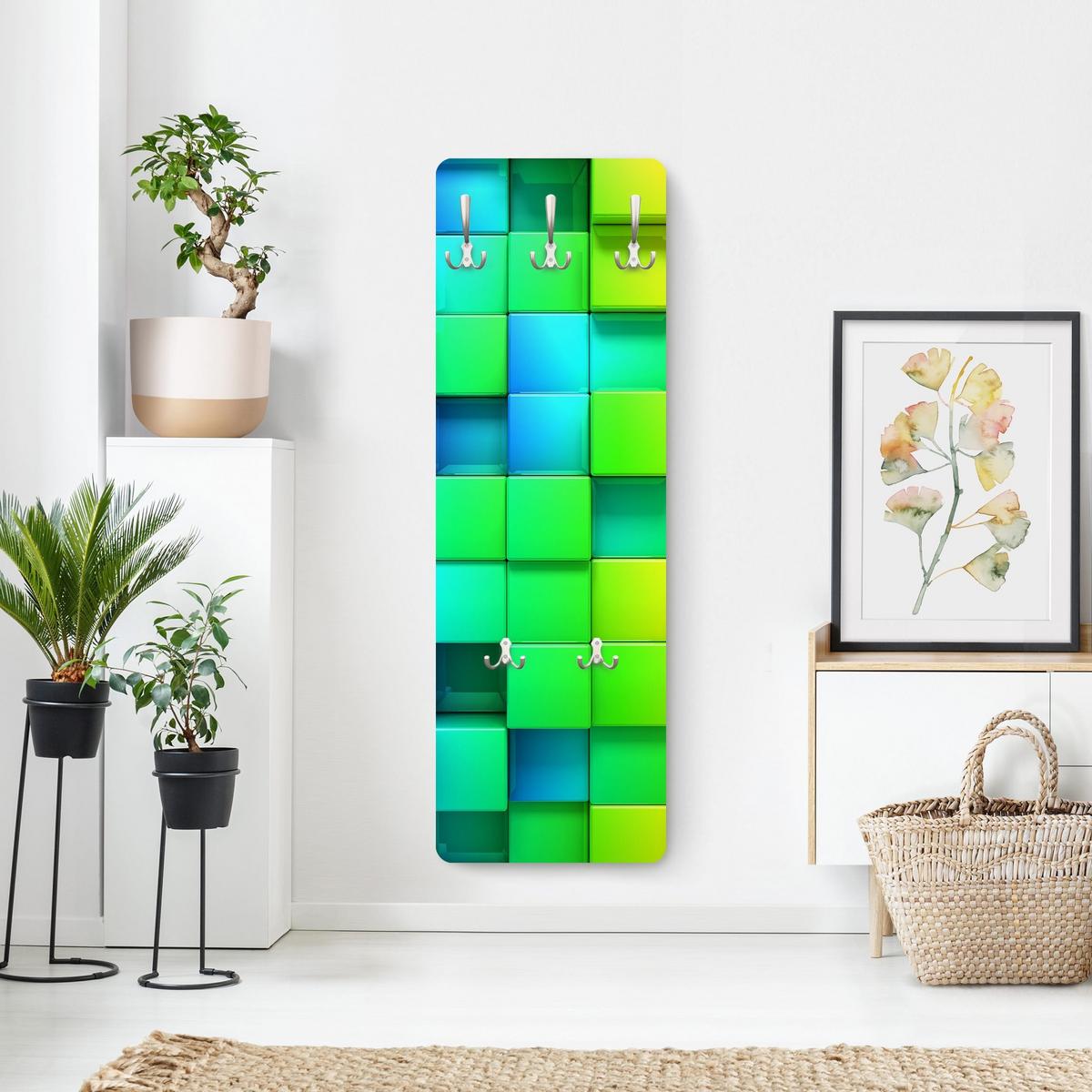 WANDGARDEROBE - 3D Würfel 34/105 cm - Multicolor, Holzwerkstoff (34/105/1.6cm) - Bilderwelten