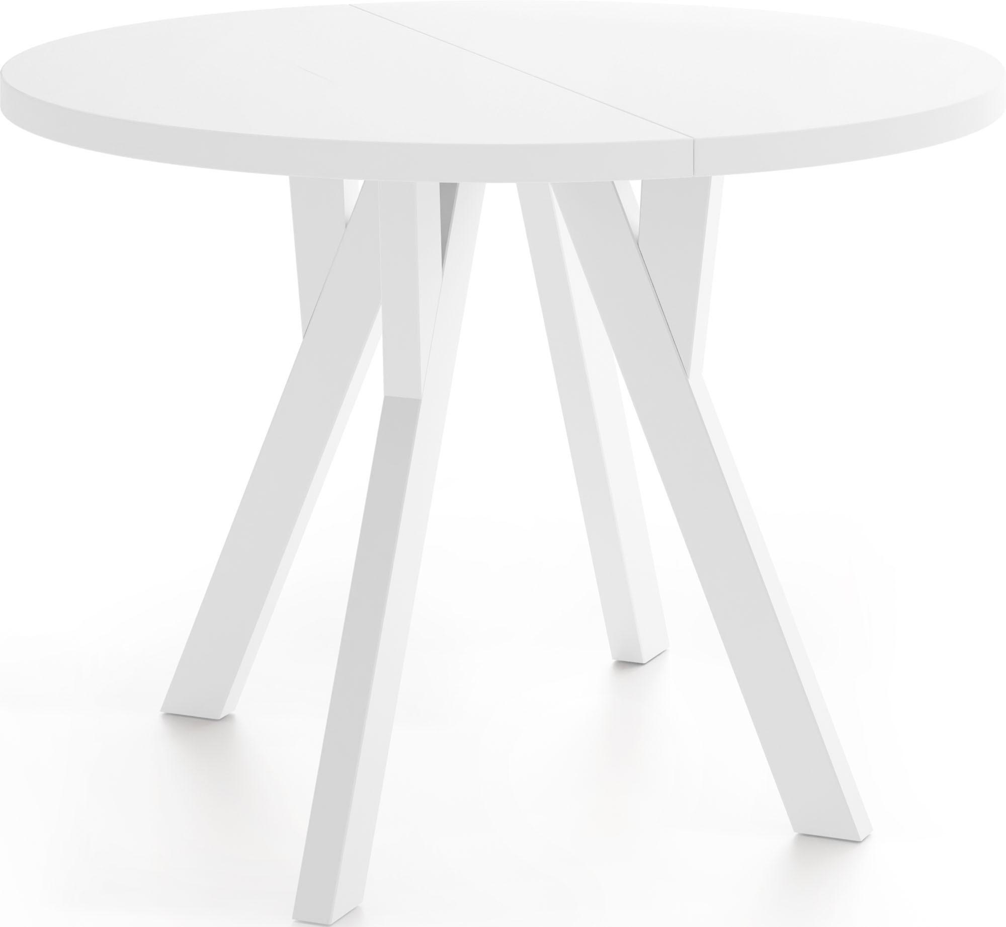 ESSTISCH Avero White runder ausziehbarer, Weiß 90-190/90/77 cm - Weiß, Holz/Holzwerkstoff (90/190/77cm) - WFL GROUP