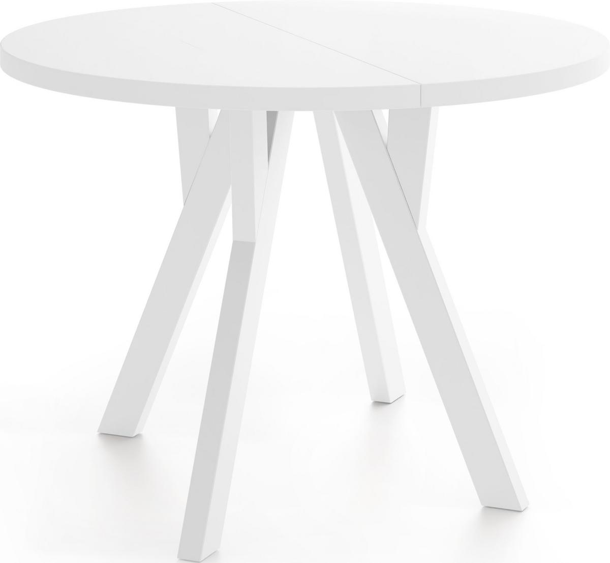 ESSTISCH Avero White runder ausziehbarer, Weiß 100-200/100/77 cm - Weiß, Holz/Holzwerkstoff (100/200/77cm) - WFL GROUP