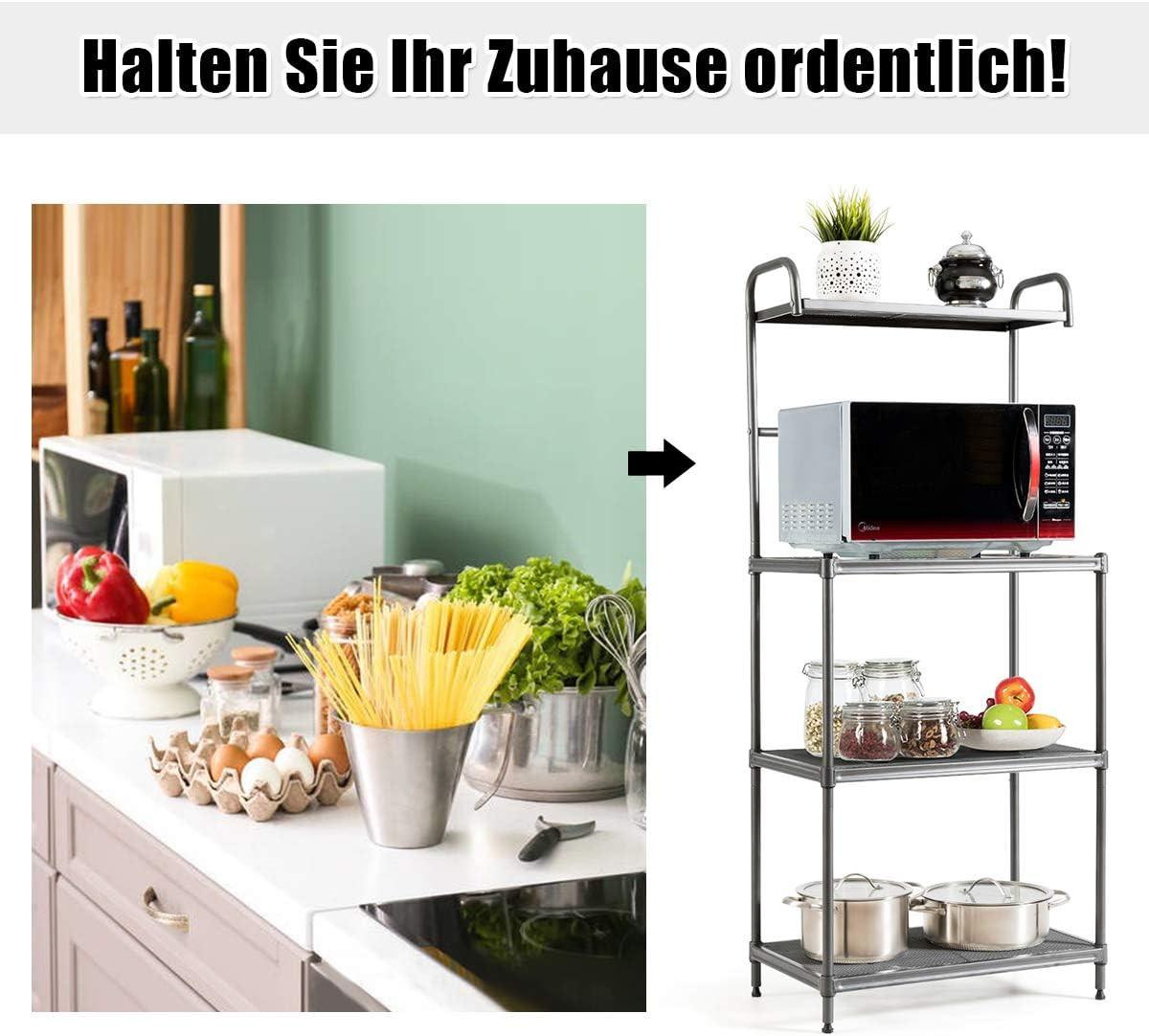 KÜCHENREGAL Mikrowellenregal Grau - Grau, Metall (59/136/34cm) - COSTWAY