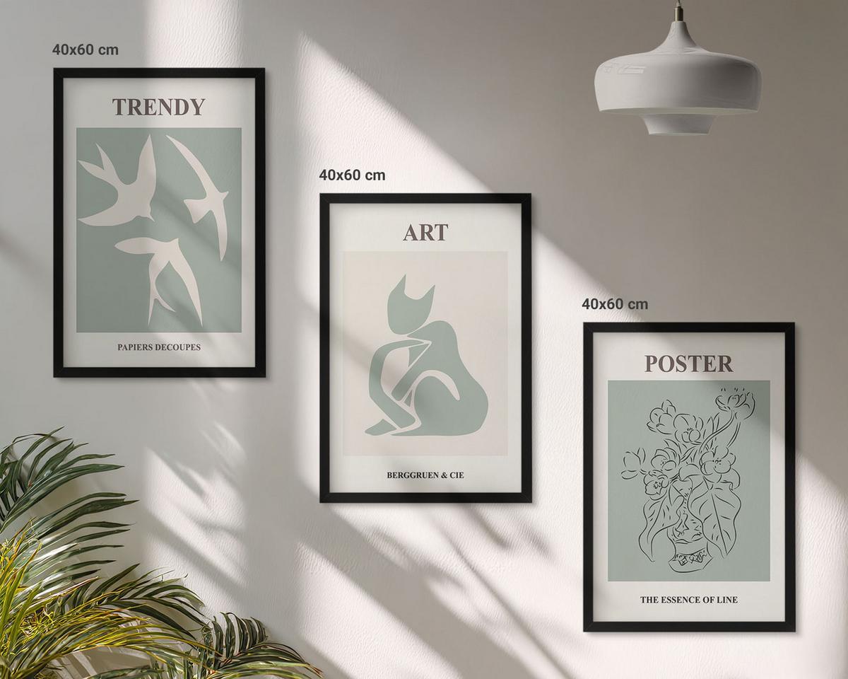 BILDER SET 3er Set - 40x60 cm Schwarzer Rahmen - Matisses stilvolle Illustrationen - Schwarz, Kunststoff (40/60cm) - TULUP