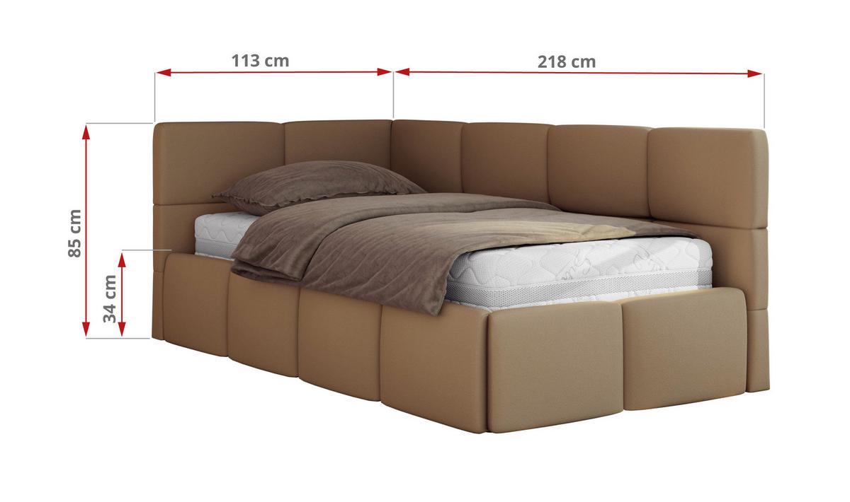 JUGENDBETT ARVO 90/200 - Braun Kunstleder - Multipocket-Matratze - Rechts Seite - Braun, Textil (90/200cm) - MKS
