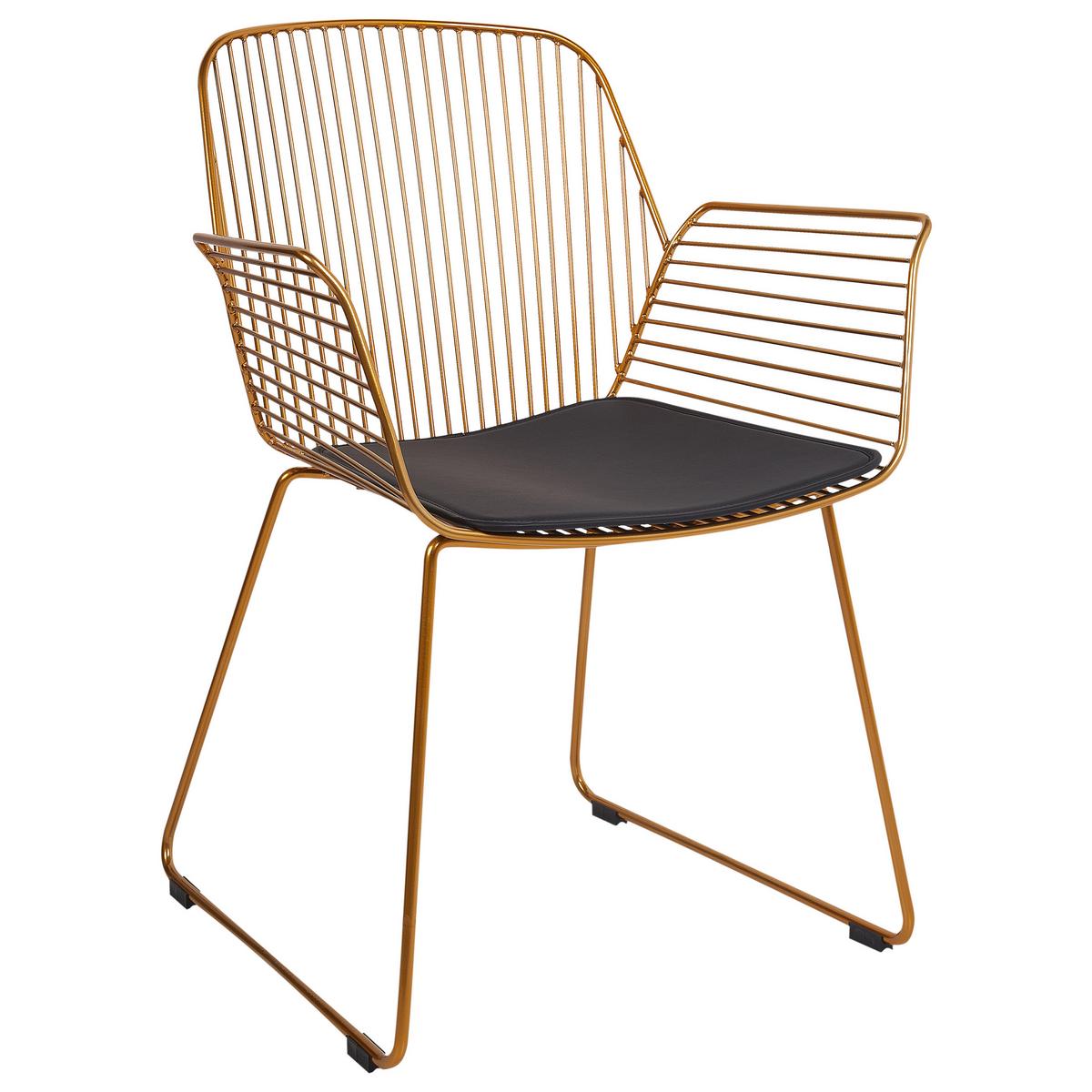 ESSZIMMERSTUHL 2er-Set Metall Gold Appleton - Goldfarben/Schwarz, Metall (61/84/57cm) - Beliani