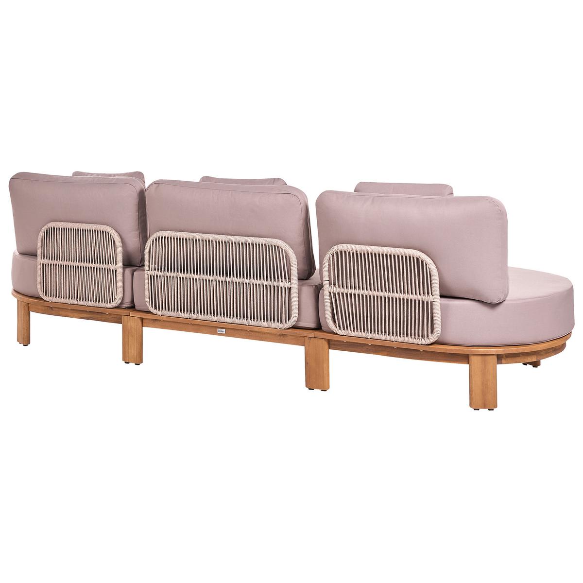 GARTENSOFA 3-Sitzer Akazienholz Hellbraun Arzello - Hellbraun/Beige, Holz (286/80/75cm) - Beliani