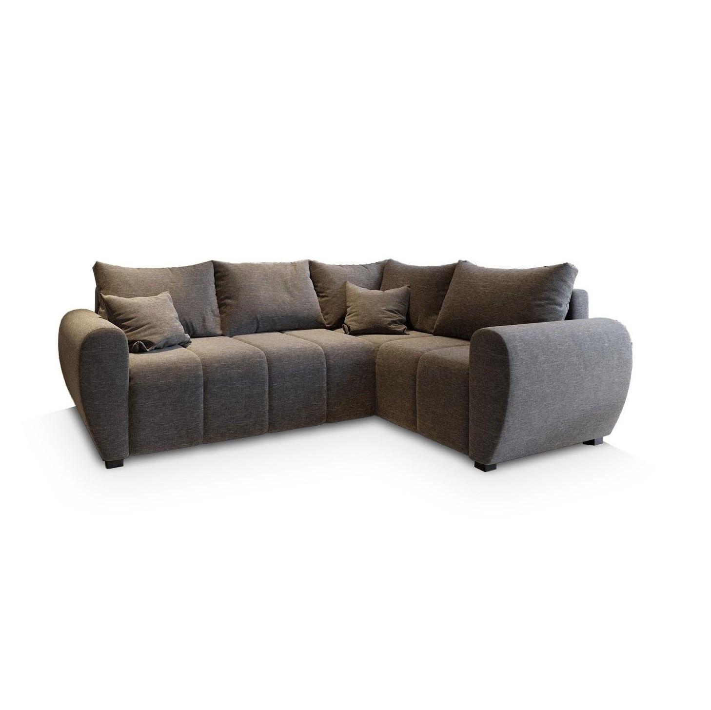 ECKSOFA MADISON L R-S Hellgrau Dünner Stoff mit Schlaffunktion - Hellgrau/Schwarz, Holz/Kunststoff (235/175cm) - MASSENO