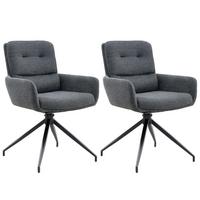 ESSZIMMERSTUHL 2er set stoff leinenoptik gepolstert drehbar metallgestell - Dunkelgrau, Textil (55/85/50cm) - Urban Meuble
