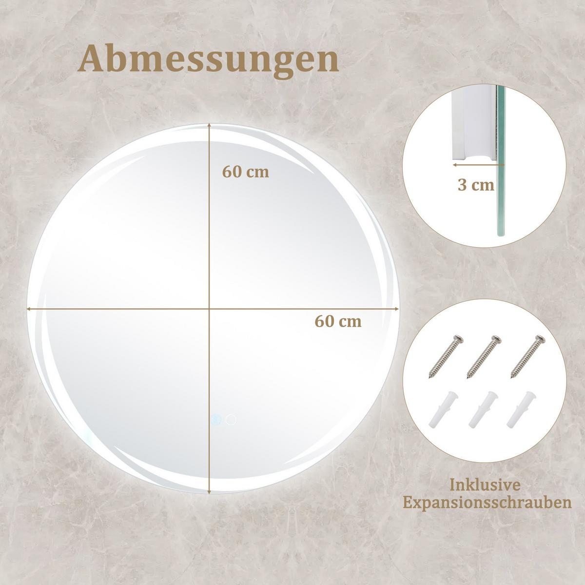 BADEZIMMERSPIEGEL Silber - Silberfarben, Glas (60/3/60cm) - COSTWAY