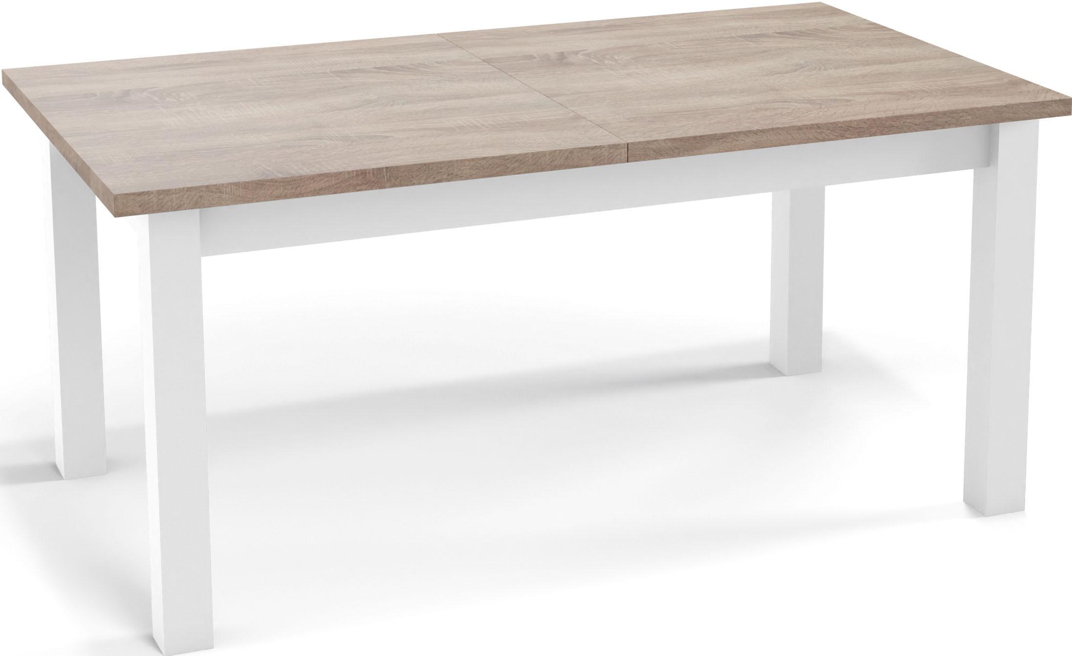 ESSTISCH Molly rechteckig ausziehbar, Sonoma Eiche 160-200/80/75 cm - Weiß/Sonoma Eiche, Holz/Holzwerkstoff (80/200/75cm) - WFL GROUP